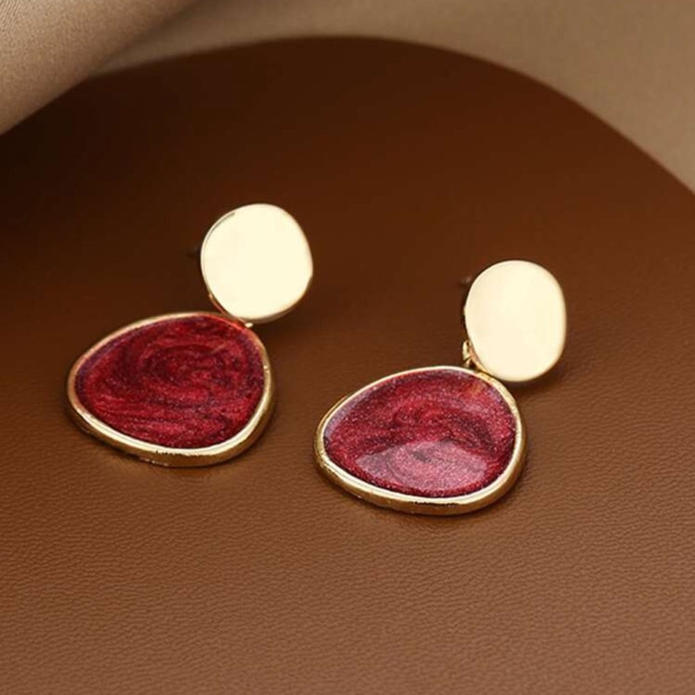 Elegant Gold and Red Dangle Earrings